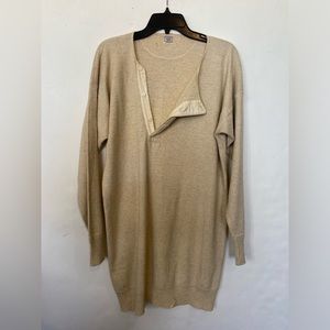 Vintage Wool Blend Oatmeal Henley Dress